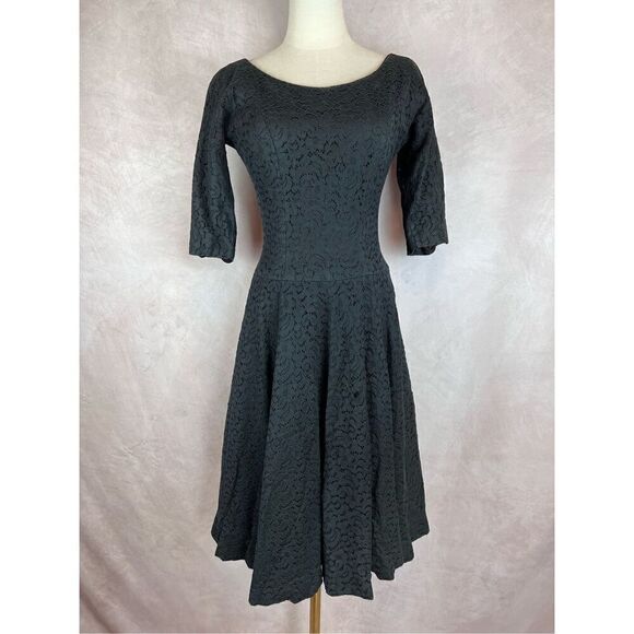 Vintage 1950s Black Lace Dress - Wounded - Picture 1 of 13
